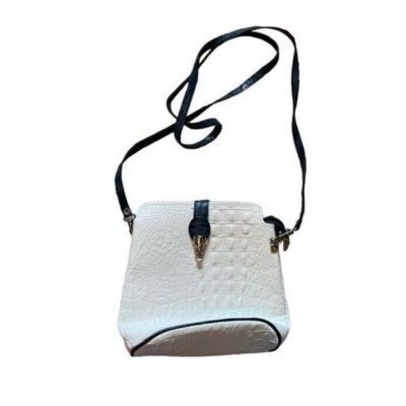 Boutique white and navy leather cross body bag - Picture 2 of 4